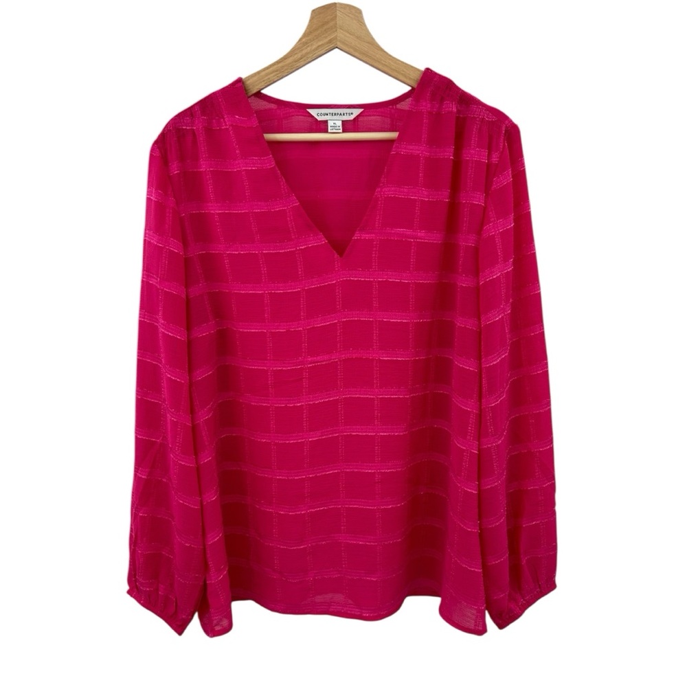 Counterparts Fuchsia V-Neck Blouse